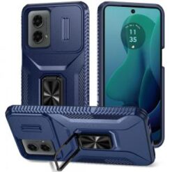 For Motorola Moto G 5G 2024 Complete Magnetic Metal Ring Stand Camera Protection Hybrid - Blue