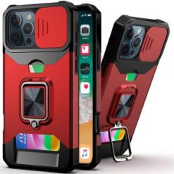 iPhone 16 Pro Max 6.9 inch Multi-Functional Card Magnetic Ring Stand Hybrid Camera Case Cover -