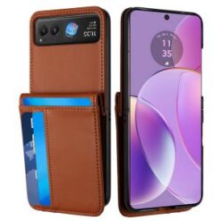 For Motorola Razr 2024 Card Slot Wallet Holder Case Cover - Brown