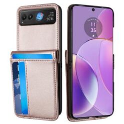 For Motorola Razr 2024 Card Slot Wallet Holder Case Cover - Rose Gold