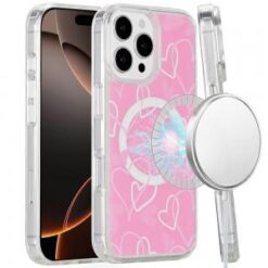 iPhone 16 Pro Max 6.9 inch Magnetic Space UV Design Case - Hearts