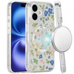 For iPhone 16 Plus 6.7 inch Magnetic Space UV Design Case - MultiColor Floral