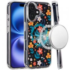 For iPhone 16 Plus 6.7 inch Magnetic Space UV Design Case - Nightly Floral