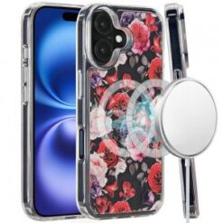 For iPhone 16 Plus 6.7 inch Magnetic Space UV Design Case - Roses