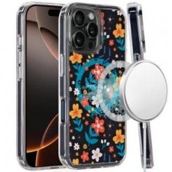 iPhone 16 Pro 6.3 inch Magnetic Space UV Design Case - Nightly Floral