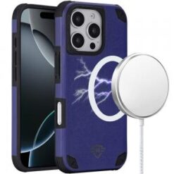 iPhone 16 Pro Max 6.9 inch Magnetic Heavy Duty Hybrid Case with Rotational Stand - Dark Blue