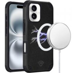 iPhone 16 6.1 inch Magnetic Heavy Duty Hybrid Case with Rotational Stand - Red