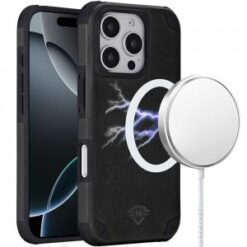 iPhone 16 Pro 6.3 inch Magnetic Heavy Duty Hybrid Case with Rotational Stand - Black