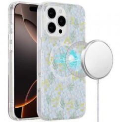 iPhone 16 Pro 6.3 inch Magnetic Double Layer IMD Design Case - Floral C