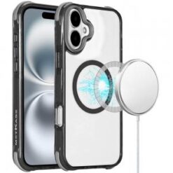 For iPhone 16 Plus 6.7 inch Magnetic 3in1 Drop-Proof Two-Tone Case - Black Two Tone