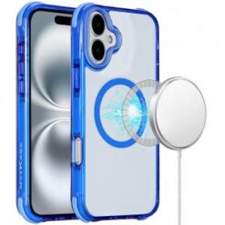 For iPhone 16 Plus 6.7 inch Magnetic 3in1 Drop-Proof Two-Tone Case - Dark Blue Two Tone