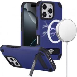 iPhone 16 Pro Max 6.9 inch Magnetic Heavy Duty Hybrid Case with Side Kick-Stand - Dark Blue