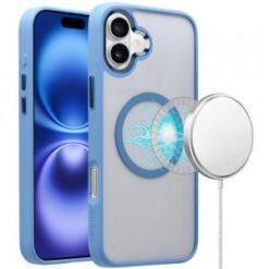 iPhone 16 6.1 inch Magnetic Glitter Epoxy Transparent Hybrid - Blue