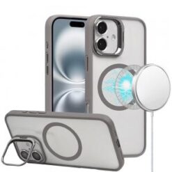 For iPhone 16 Plus 6.7 inch Magnetic COOL with Camera STAND Hybrid - Grey