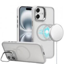 For iPhone 16 Plus 6.7 inch Magnetic COOL with Camera STAND Hybrid - White
