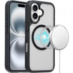 For iPhone 16 Plus 6.7 inch Magnetic DEFENSE Transparent Hybrid - Black