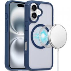 For iPhone 16 Plus 6.7 inch Magnetic DEFENSE Transparent Hybrid - Blue