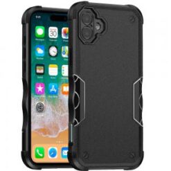 For iPhone 16 Plus 6.7 inch Exquisite Tough Shockproof Hybrid Case Cover - Black