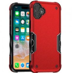 For iPhone 16 Plus 6.7 inch Exquisite Tough Shockproof Hybrid Case Cover - Red