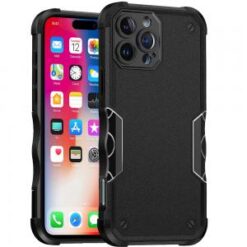 iPhone 16 Pro 6.3 inch Exquisite Tough Shockproof Hybrid Case Cover - Black