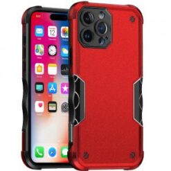 iPhone 16 Pro 6.3 inch Exquisite Tough Shockproof Hybrid Case Cover - Red