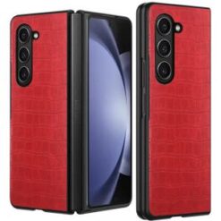 For Samsung Z Fold 6 PU Vegan Leather Premium Hard Snap On Case Cover - Red