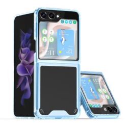 For Samsung Z Fold 6 Flip Transparent Hybrid Shockproof Case Cover - Blue