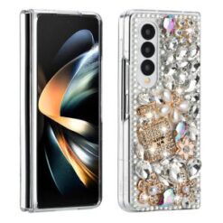 For Samsung Z Fold 6 Full Diamond with Ornaments Hard TPU Case Cover - Pearl Flowers with Perfume