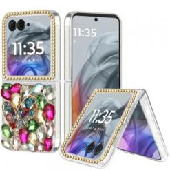 For Motorola Razr 2024 Full Diamond with Ornaments Hard TPU - Colorful Ornaments with Heart