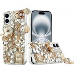 For iPhone 16 Plus 6.7 inch Full Diamond with Ornaments Hard TPU Case Cover - Ultimate Multi Ornamen