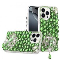 iPhone 16 Pro Max 6.9 inch Jewel Full Diamond Bling Case Cover - Green
