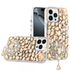 iPhone 16 Pro 6.3 inch Jewel Full Diamond Bling Case Cover - Gold
