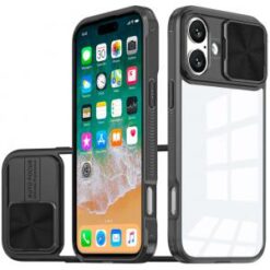 For iPhone 16 Plus 6.7 inch Fusion Transparent Clear Hybrid Case Cover - Black