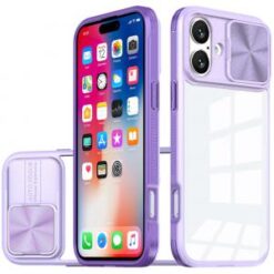 iPhone 16 6.1 inch Floral Joy Glitter Shimmer Leather Feel Thick TPU Case - Light Pink/Light Pur