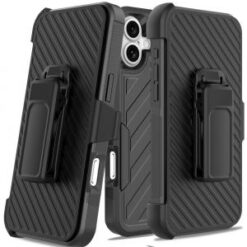 For iPhone 16 Plus 6.7 inch Noble lined shockproof dual layer hybrid - Black/Black