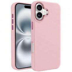 iPhone 16 6.1 inch Premium LIQUID Silicone with Metal Buttons and Camera Edges Case Cover - Red