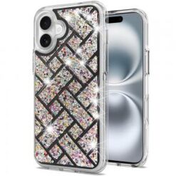 For iPhone 16 Plus 6.7 inch Bling Hybrid Case Cover - A