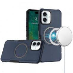 For iPhone 16 Plus 6.7 inch Grip [Magneti Circle] Metal Shockproof Hybrid - Dark Blue