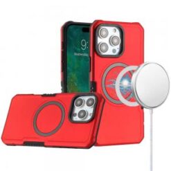iPhone 16 Pro 6.3 inch Grip [Magneti Circle] Metal Shockproof Hybrid - Red