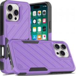 iPhone 16 Pro Max 6.9 inch Noble lined shockproof dual layer hybrid - Dark Purple/Black