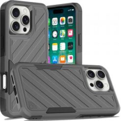 iPhone 16 Pro Max 6.9 inch Noble lined shockproof dual layer hybrid - Grey/Black