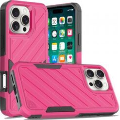 iPhone 16 Pro Max 6.9 inch Noble lined shockproof dual layer hybrid - Hot Pink/Black