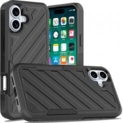 For iPhone 16 Plus 6.7 inch Noble lined shockproof dual layer hybrid - Black/Black