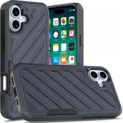For iPhone 16 Plus 6.7 inch Noble lined shockproof dual layer hybrid - Blue/Black