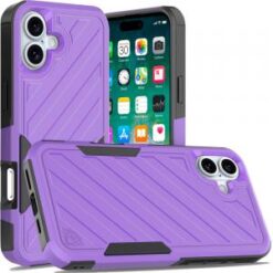 For iPhone 16 Plus 6.7 inch Noble lined shockproof dual layer hybrid - Dark Purple/Black