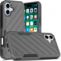 For iPhone 16 Plus 6.7 inch Noble lined shockproof dual layer hybrid - Grey/Black