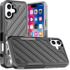 iPhone 16 6.1 inch Noble lined shockproof dual layer hybrid - Grey/Black