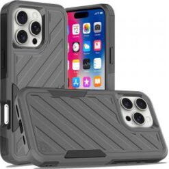 iPhone 16 Pro 6.3 inch Noble lined shockproof dual layer hybrid - Grey/Black