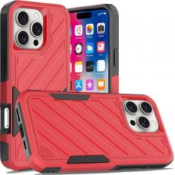 iPhone 16 Pro 6.3 inch Noble lined shockproof dual layer hybrid - Red/Black