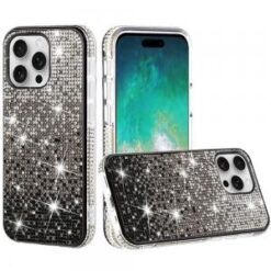 iPhone 16 Pro Max 6.9 inch Party Diamond Bumper Bling Hybrid Case Cover - Black